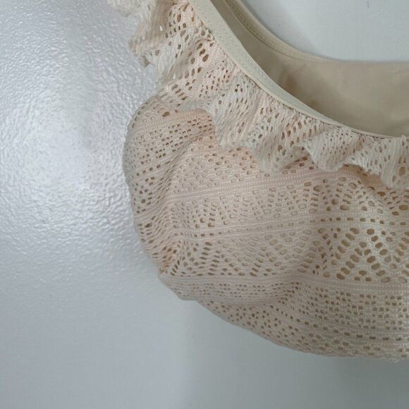 Andie Hydra Bikini Swim Top Womens XS Vanilla Cream Crochet Lace Padded Cottage - Picture 4 of 7